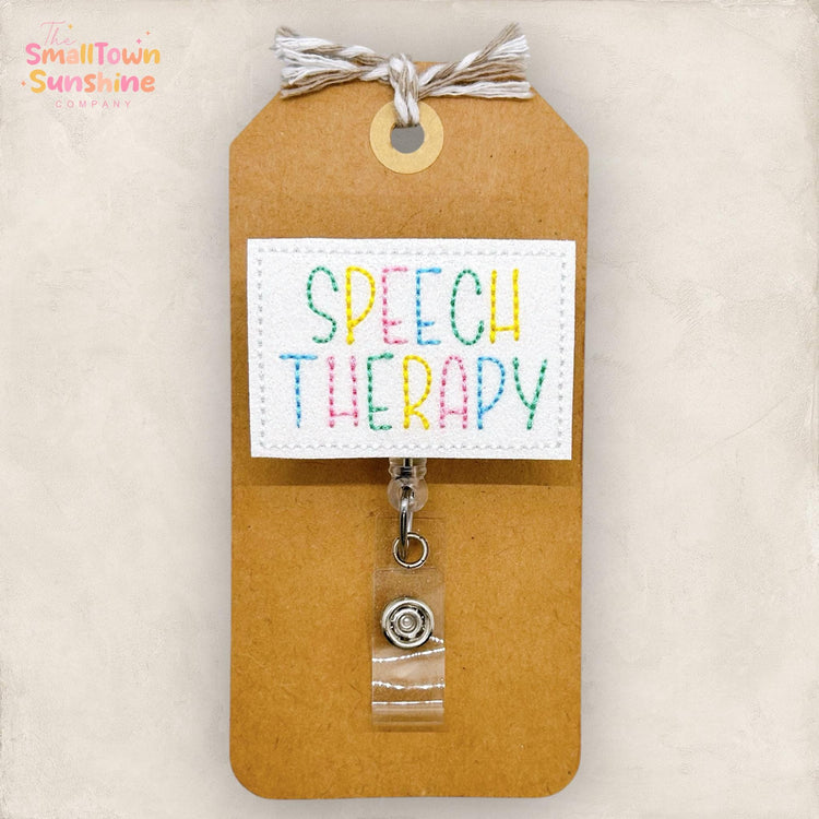 Speech Therapy Badge Reel, SLP Badge Reel, Speech Language Pathologist Lanyard, Coworker Gift, Name Tag, Retractable ID Holder | GLITTER
