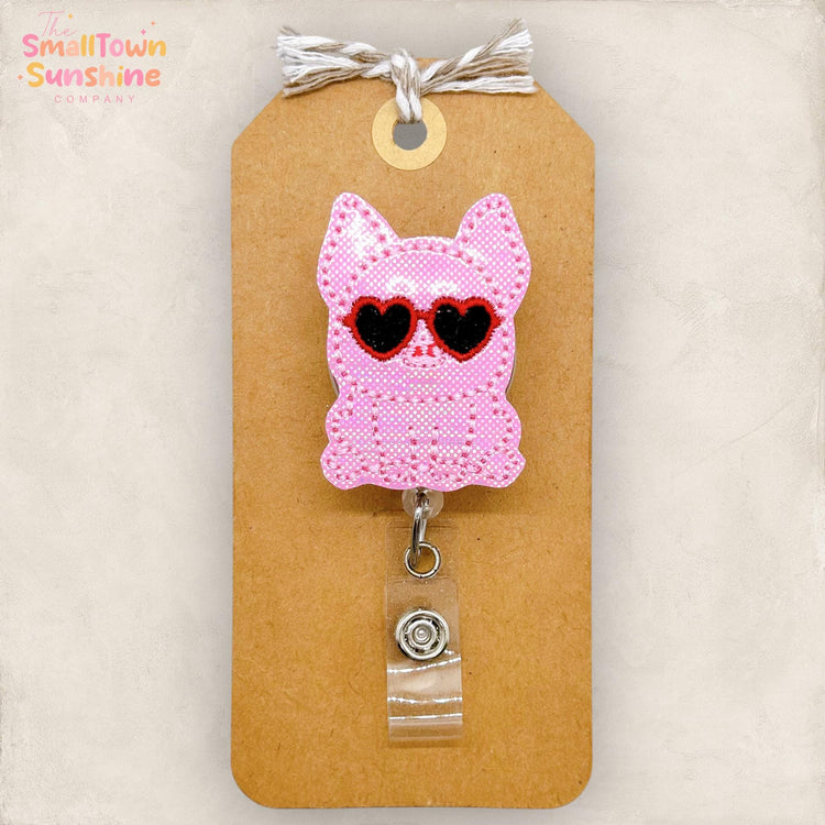 Pig with Sunglasses Badge Reel, Cute Animal Badge Reel, Nurse Badge Clip, Teacher Lanyard, Coworker Gift, Badge Buddy, Retractable ID Holder