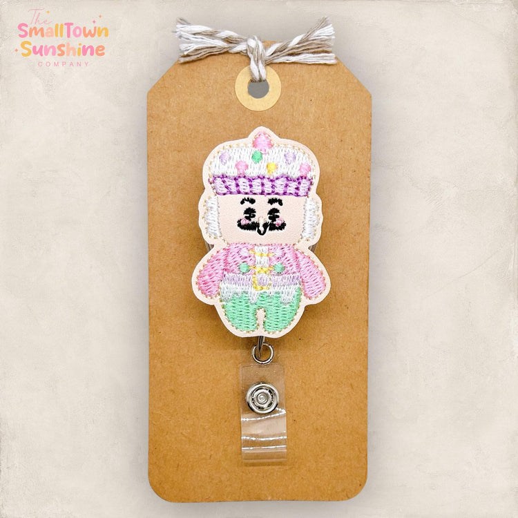 Pastel Nutcracker Badge Reel, Christmas Badge Reel, Nurse Badge Clip, Teacher Lanyard, Coworker Gift, Badge Buddy, Retractable ID Holder