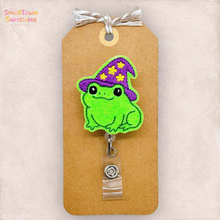 Witch Frog Badge Reel, Halloween Badge Reel, Nurse Badge Clip, Teacher Lanyard, Coworker Gift, Retractable ID Holder, Badge Buddy | GLITTER