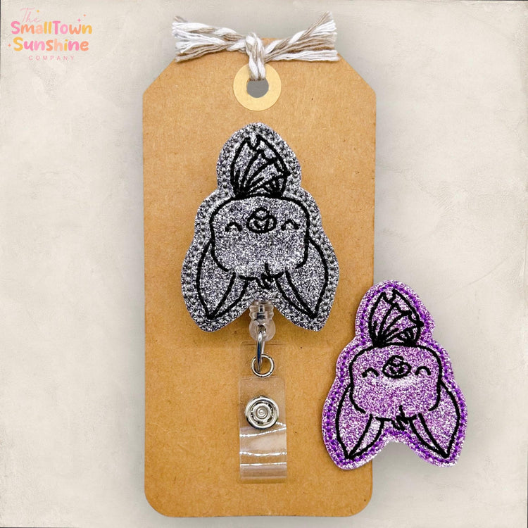 Hanging Bat Badge Reel, Halloween Badge Reel, Nurse Badge Clip, Teacher Lanyard, Coworker Gift, Name Tag, Retractable ID Holder | GLITTER