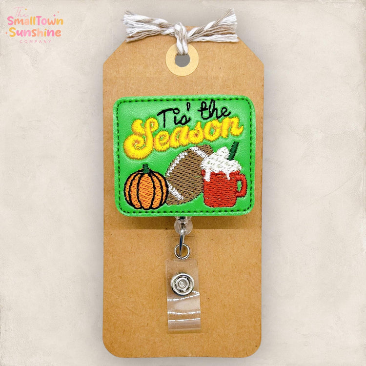 Tis the Season Badge Reel, Fall Football Badge Reel, Nurse Badge Clip, Teacher Lanyard, Coworker Gift, Name Tag, Retractable ID Holder