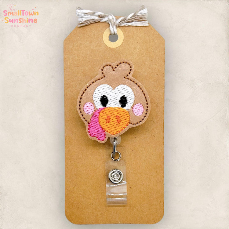 Cute Turkey Face Badge Reel, Thanksgiving Badge Reel, Nurse Badge Clip, Teacher Lanyard, Coworker Gift, Name Tag, Retractable ID Holder