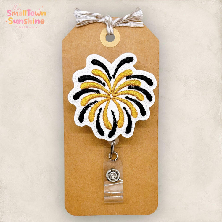 New Years Eve Fireworks Badge Reel, NYE Badge Reel, Nurse Badge Clip, Teacher Lanyard, Coworker Gift, Retractable ID Holder | GLITTER