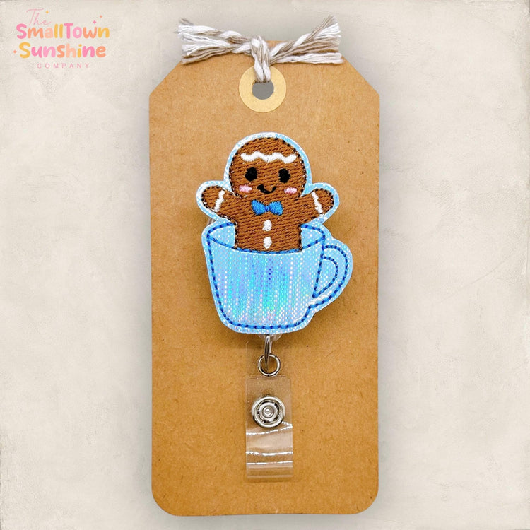 Gingerbread Cookie Cup Badge Reel, Cute Christmas Badge, Nurse Badge Clip, Teacher Lanyard, Coworker Gift, Name Tag, Retractable ID Holder
