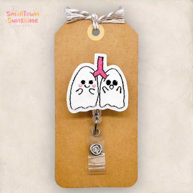 Boo-nchioles Badge Reel, Halloween Lungs Badge Reel, Nurse Badge Clip, Lanyard, Coworker Gift, Badge Buddy, Retractable ID Holder | GLITTER