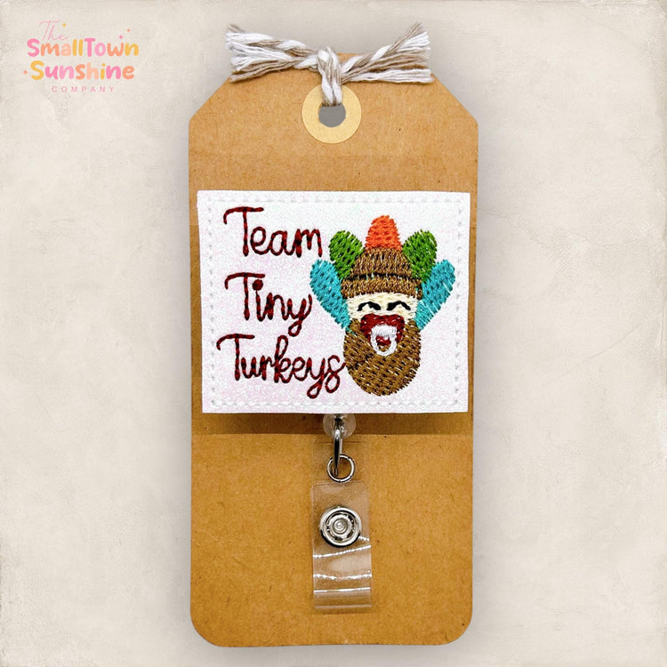Team Tiny Turkeys Badge Reel, Fall NICU Badge Reel, Nurse Badge Clip, Hospital Lanyard, Coworker Gift, Retractable ID Holder | GLITTER