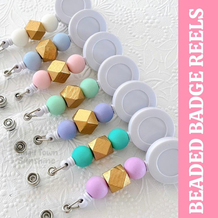 Beaded Badge Reel: Retractable Silicone Bead ID Holder, Alligator Swivel Clip with Teeth, Work Badge Clip, Gift for Nurse or Teacher