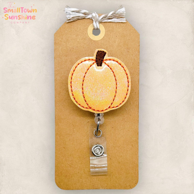 Orange Pumpkin Badge Reel, Fall Badge Reel, Nurse Badge Clip, Teacher Lanyard, Badge Topper, Name Tag, Coworker Gift, Retractable ID Holder