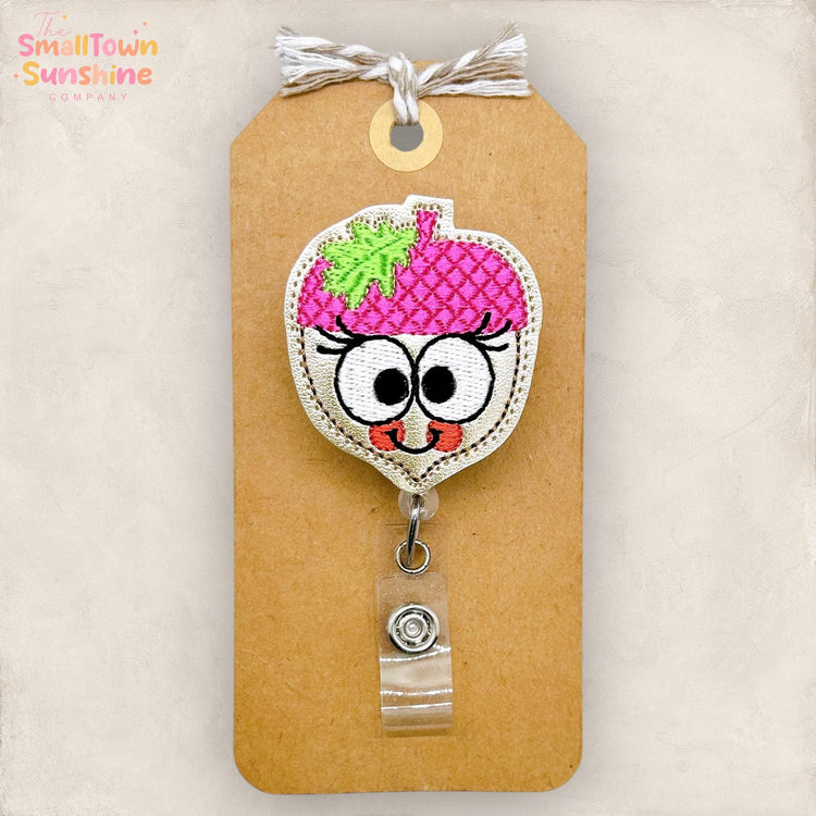 Cute Pink Acorn Badge Reel, Autumn Badge, Fall Name Tag, Nurse Badge Clip, Teacher Lanyard, Coworker Gift, Topper, Retractable ID Holder