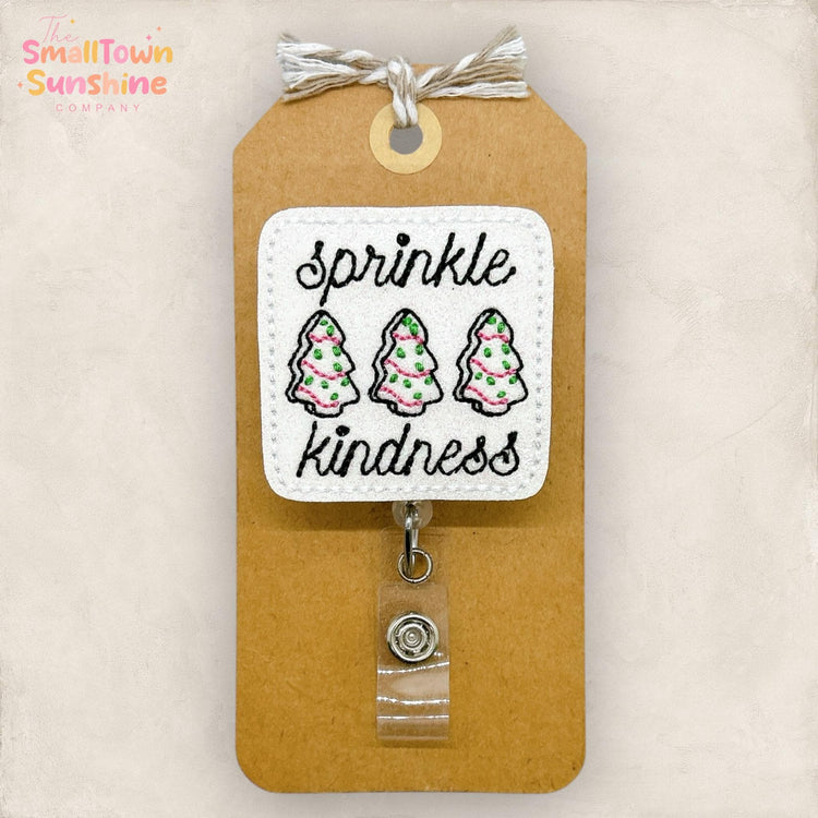 Sprinkle Kindness Badge Reel, Christmas Cake Name Tag, Nurse Badge Clip, Teacher Lanyard, Coworker Gift, Retractable ID Holder | GLITTER