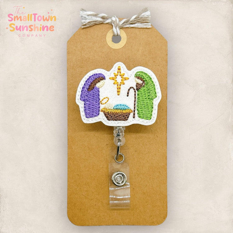 Nativity Badge Reel, Baby Jesus Badge Reel, Christmas Badge Reel, Teacher Lanyard, Nurse Badge Clip, Retractable ID Holder | GLITTER