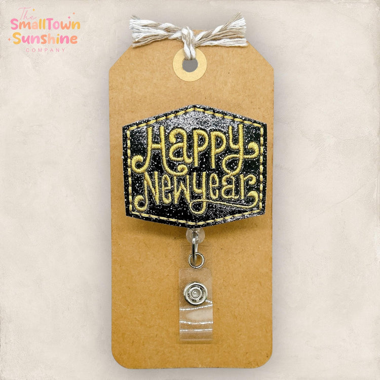 Happy New Year Badge Reel, New Yearβs Eve Badge Reel, Nurse Badge Clip, Teacher Lanyard, Coworker Gift, Retractable ID Holder | GLITTER