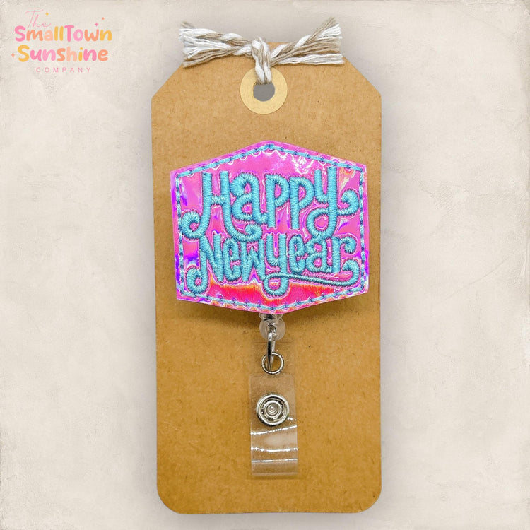 Happy New Year Badge Reel, New Yearβs Eve Badge Reel, Nurse Badge Clip, Teacher Lanyard, Coworker Gift, Name Tag, Retractable ID Holder