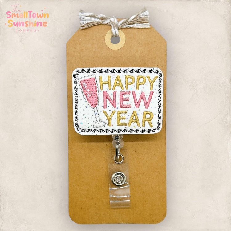 Happy New Year Badge Reel, New Yearβs Eve Champagne Topper, Nurse Badge Clip, Teacher Lanyard, Coworker Gift, Retractable ID Holder