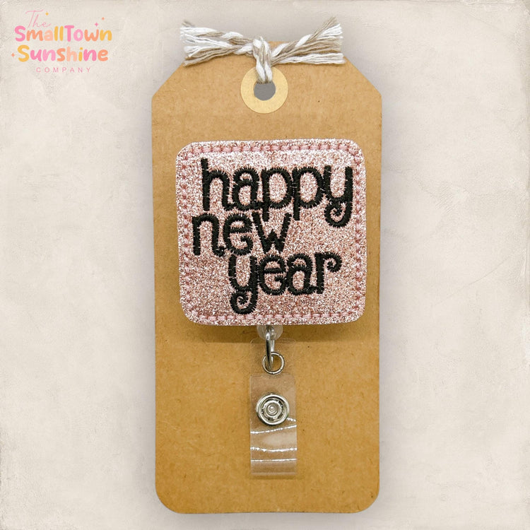 Happy New Year Badge Reel, New Yearβs Eve Badge Reel, Nurse Badge Clip, Teacher Lanyard, Coworker Gift, Retractable ID Holder | GLITTER
