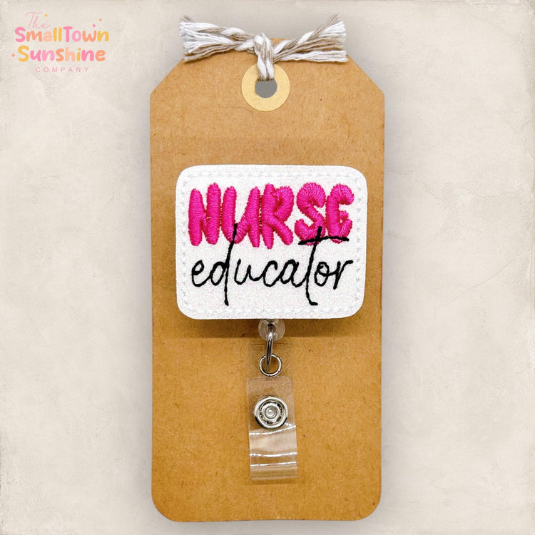 Nurse Educator Retractable Badge Reel: Preceptor ID Holder, Medical Lanyard, Topper, Coworker Gift, MRI Safe, Heavy Duty Options | GLITTER