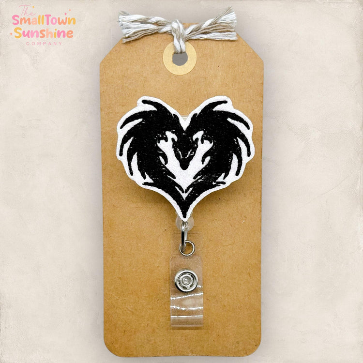 Dragon Heart Retractable Badge Reel: Valentine ID Holder, Name Tag, Topper, Coworker Gift, Lanyard, MRI Safe, Heavy Duty Options | GLITTER