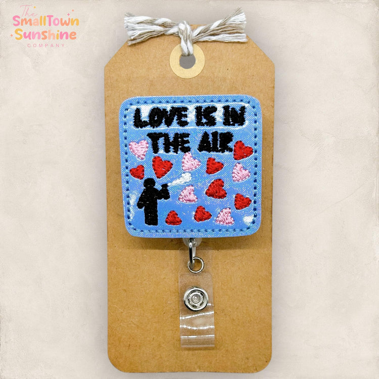 Love is in the Air Retractable Badge Reel: Valentineβs Day ID Holder, Name Tag, Topper, Coworker Gift, Lanyard, MRI Safe, Heavy Duty Options
