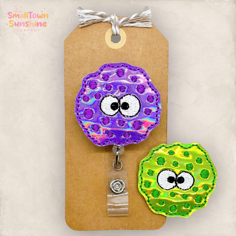Germ Retractable Badge Reel: RN ID Holder, Name Tag, Swappable Topper, Coworker Gift, Lanyard, MRI Safe, Heavy Duty Options