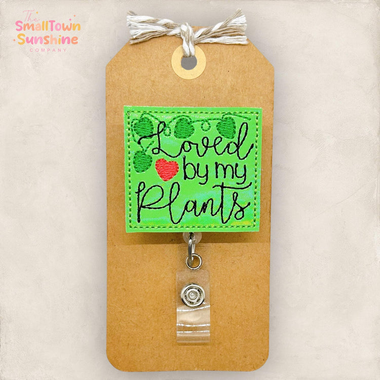 Loved by My Plants Retractable Badge Reel: ID Holder, Name Tag, Swappable Topper, Coworker Gift, Lanyard, MRI Safe, Heavy Duty Options