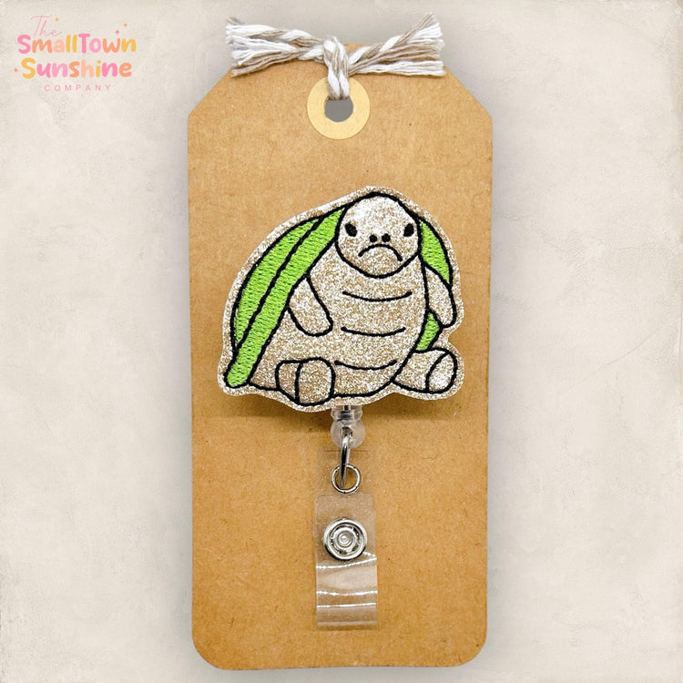 Grumpy Turtle Retractable Badge Reel: Animal ID Holder, Name Tag, Topper, Coworker Gift, Lanyard, MRI Safe, Heavy Duty Options | GLITTER