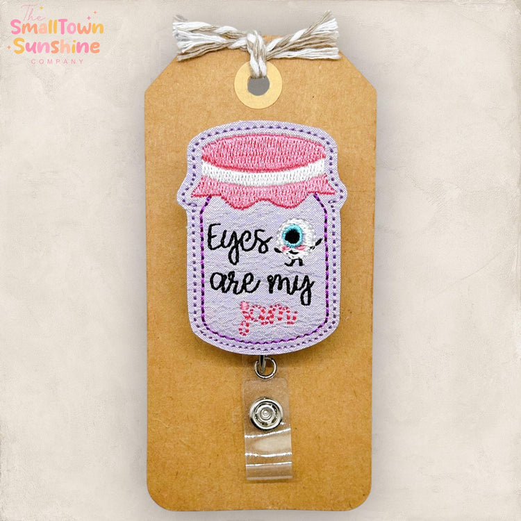 Eyes Are My Jam Retractable Badge Reel: Optometry ID Holder, Name Tag, Topper, Coworker Gift, Lanyard, MRI Safe, Heavy Duty Options