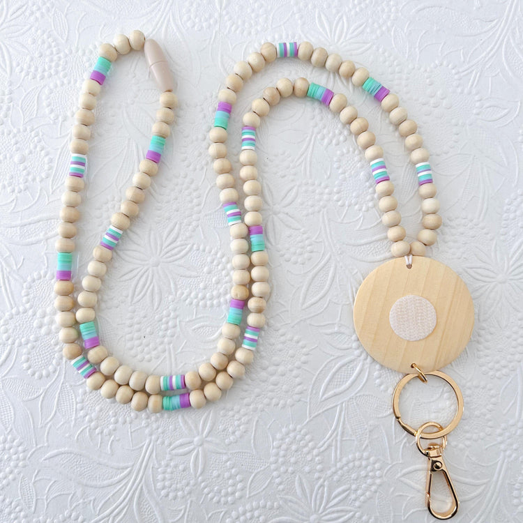 Beaded Lanyard for Removable Badge Toppers, Interchangeable Teacher Lanyard, ID Lanyard for Badge & Keys, Teacher Appreciation Gift