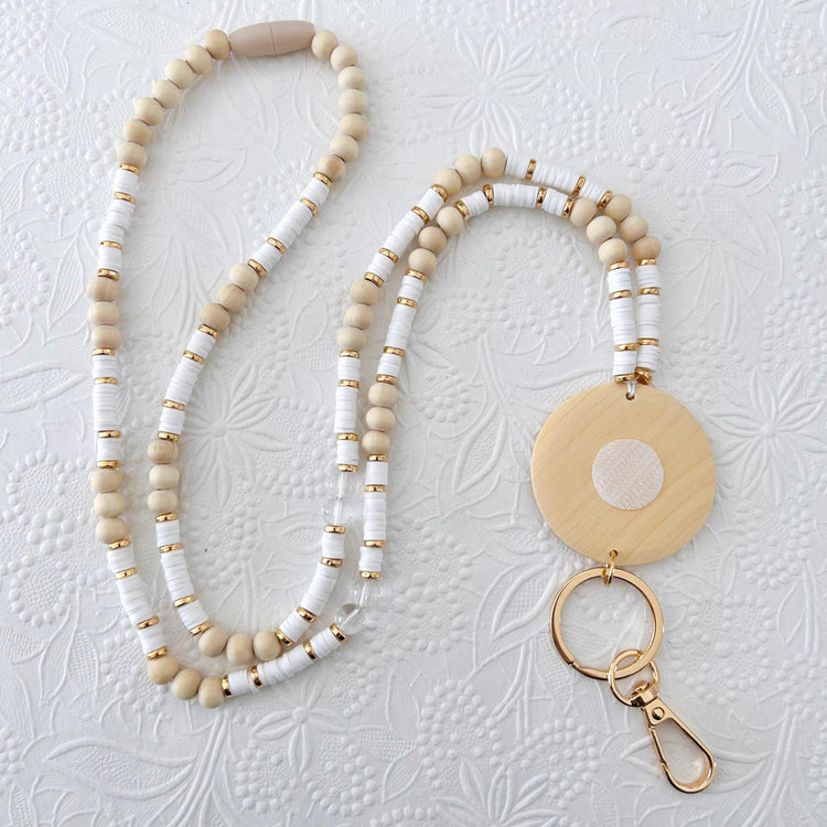 Beaded Lanyard for Removable Badge Toppers, Interchangeable Teacher Lanyard, ID Lanyard for Badge & Keys, Teacher Appreciation Gift