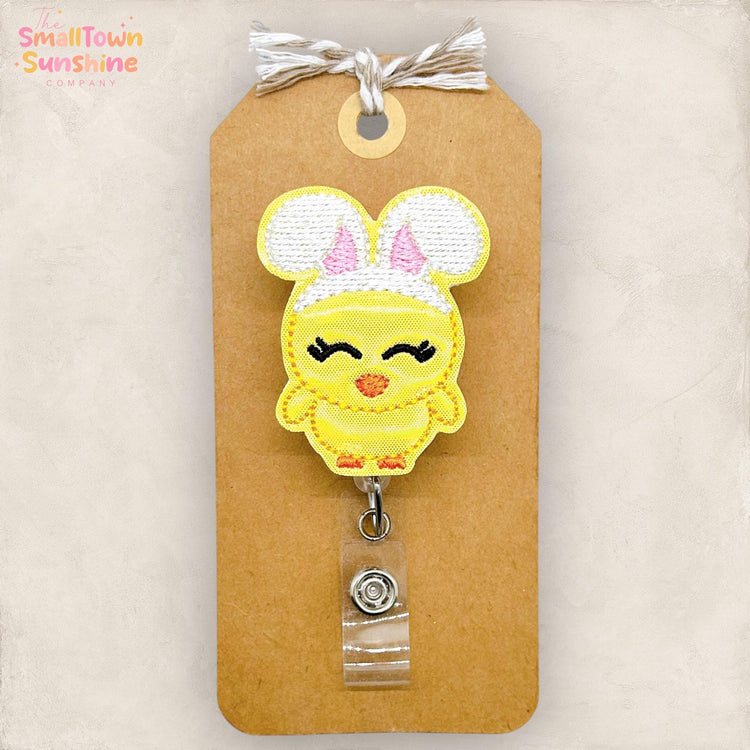 Bunny Chick Retractable Badge Reel: Easter ID Holder, Name Tag, Swappable Topper, Coworker Gift, Lanyard, MRI Safe, Heavy Duty Options