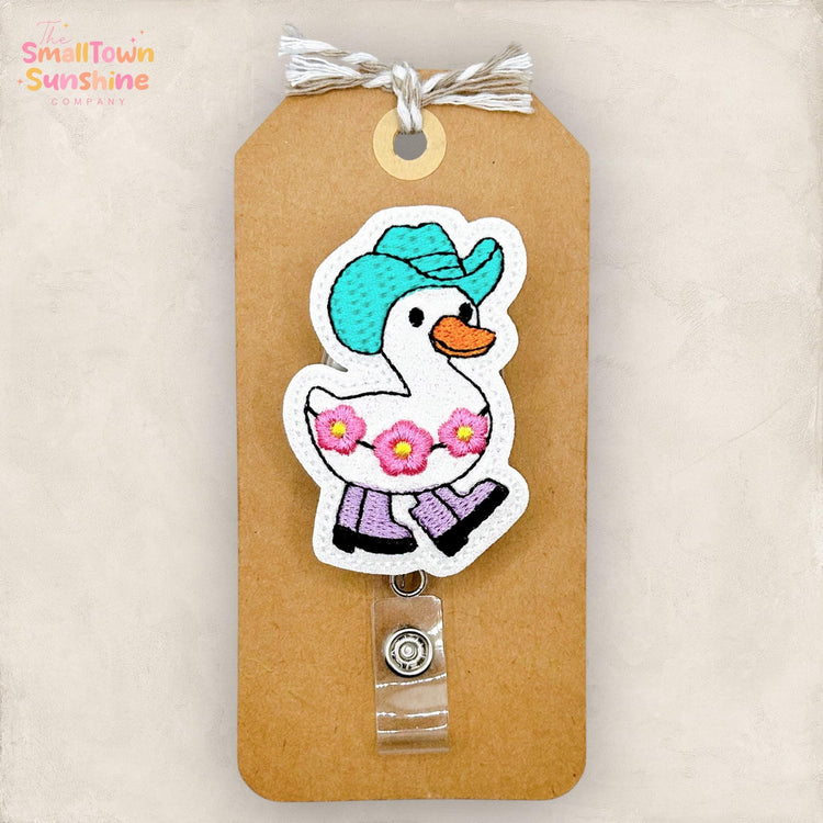 Western Goose Retractable Badge Reel: Spring ID Holder, Name Tag, Topper, Coworker Gift, Lanyard, MRI Safe, Heavy Duty Options | GLITTER