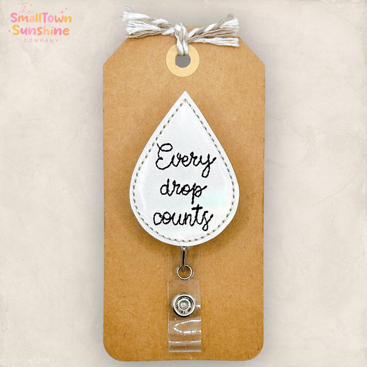 Every Drop Counts Retractable Badge Reel: Breast Milk ID Holder, Name Tag, Topper, Coworker Gift, Lanyard, MRI Safe, Heavy Duty Options