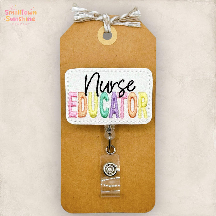 Nurse Educator Retractable Badge Reel: Preceptor ID Holder, Medical Lanyard, Topper, Coworker Gift, MRI Safe, Heavy Duty Options | GLITTER