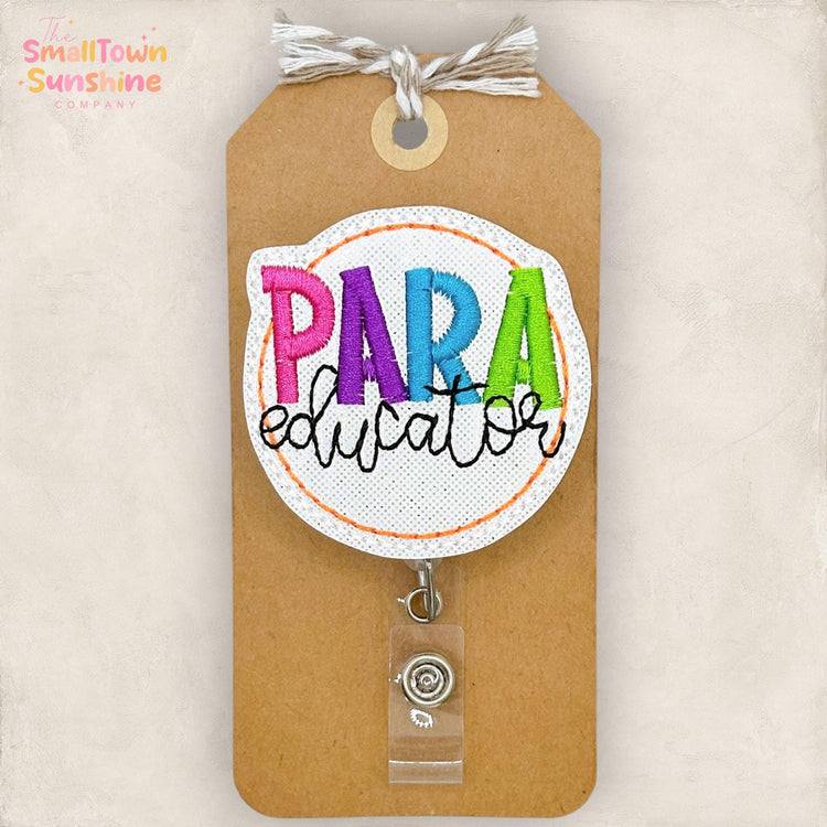 Para Educator Retractable Badge Reel: ID Holder, Name Tag, Swappable Topper, Coworker Gift, Lanyard, MRI Safe, Heavy Duty Options