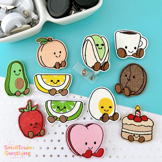 Food Plushie Retractable Badge Reel Collection: ID Holder, Swappable Topper, Coworker Gift, Name Tag, Lanyard, MRI Safe, Heavy-Duty Options