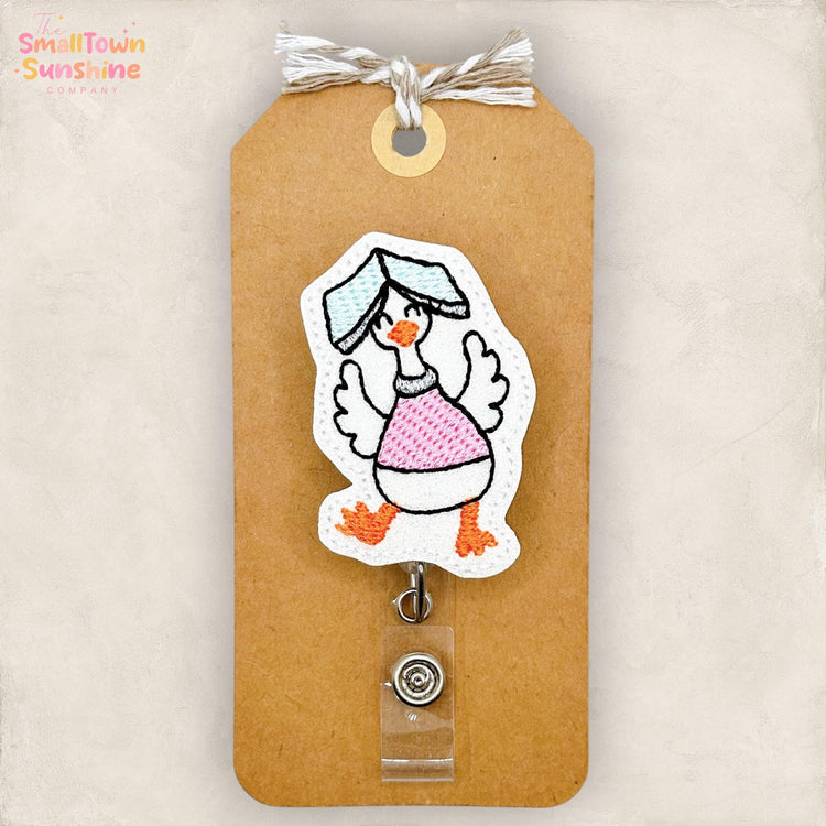 Silly Book Goose Retractable Badge Reel: ID Holder, Name Tag, Topper, Coworker Gift, Lanyard, MRI Safe, Heavy Duty Options | GLITTER