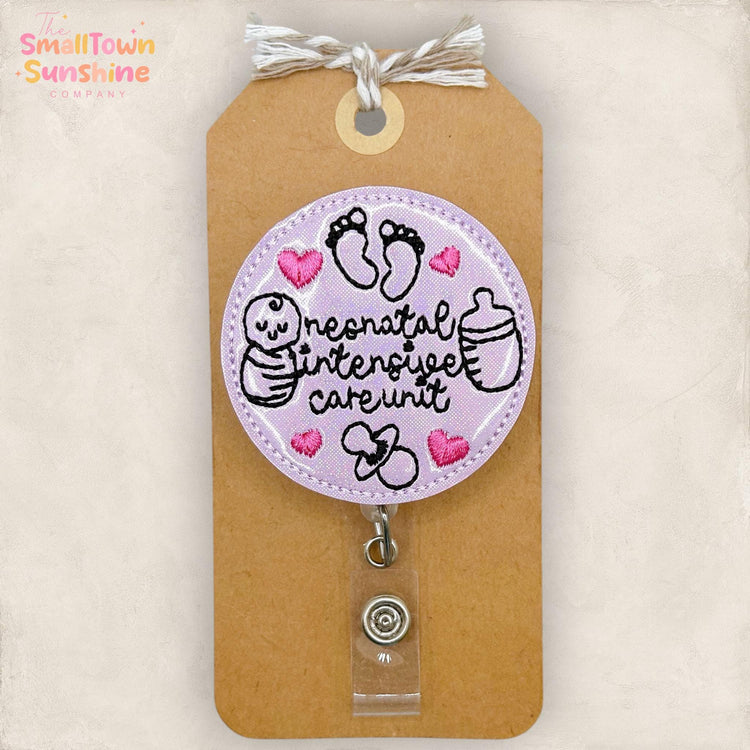 Neonatal Intensive Care Retractable Badge Reel: NICU Id Holder, Name Tag, Topper, Coworker Gift, MRI Safe, Heavy Duty Options | GLITTER
