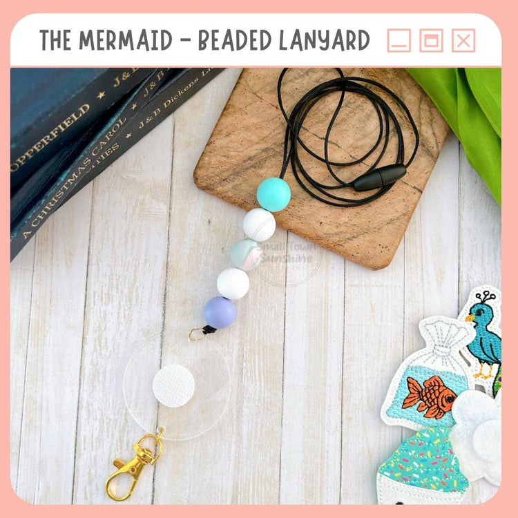 Partially Beaded Lanyard for Removable Badge Toppers, Interchangeable Lanyard, ID Holder for Badge & Keys, Teacher Gift | THE MERMAID