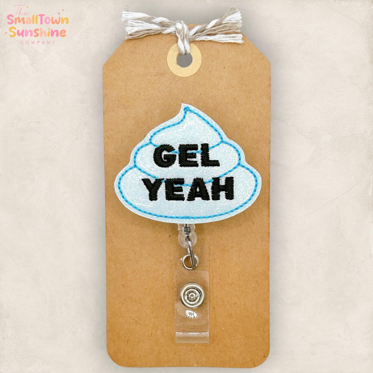 Gel Yes Retractable Badge Reel: Sonographer ID Holder, Name Tag, Topper, Coworker Gift, Lanyard, MRI Safe, Heavy Duty Option | GLITTER