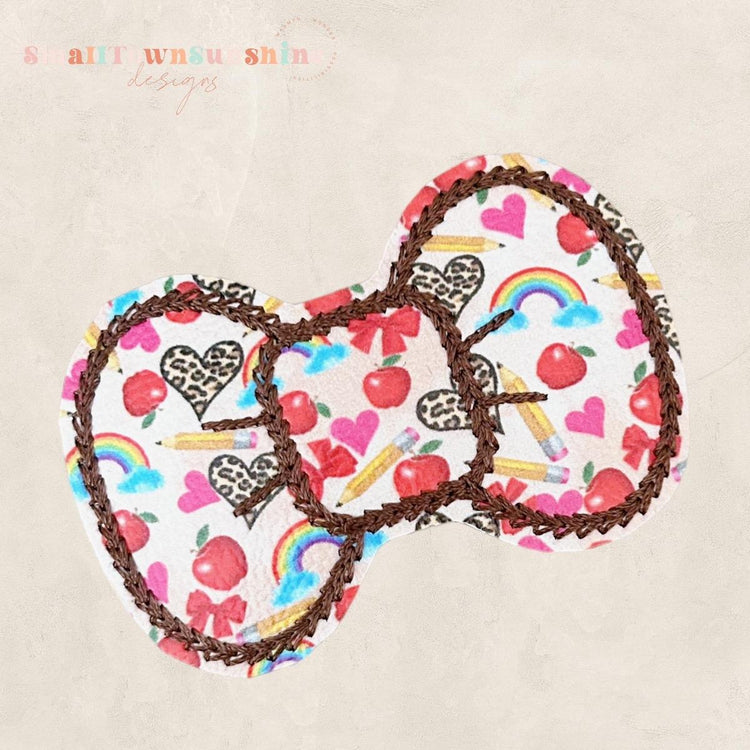 School Supplies Collection - Embroidered Bow Snap Clip Barrettes