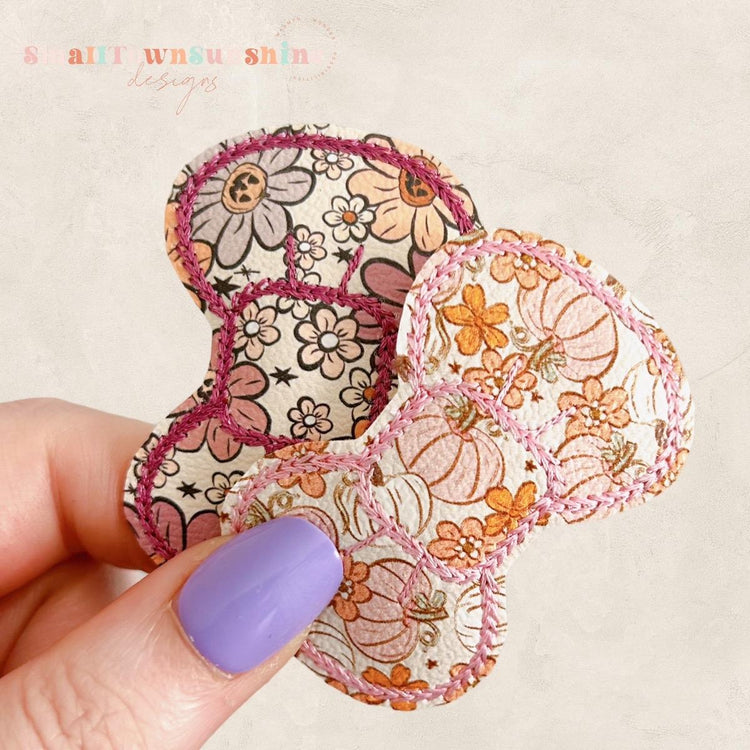 Pastel Halloween Collection - Embroidered Bow Snap Clip Barrettes