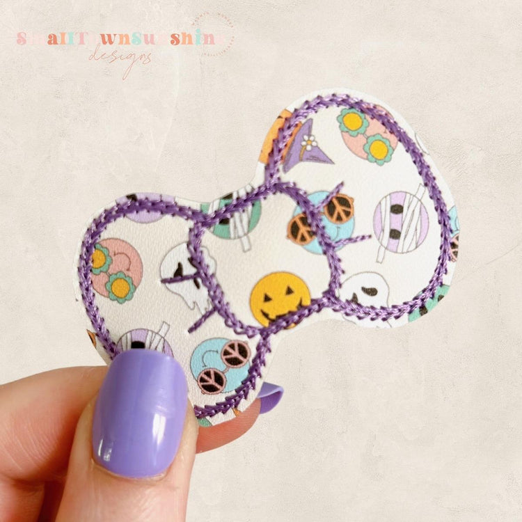 Pastel Halloween Collection - Embroidered Bow Snap Clip Barrettes