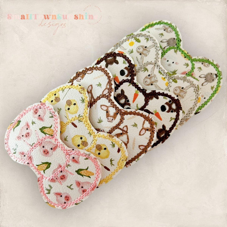 Farm Animal Collection - Embroidered Bow Snap Clip Barrettes