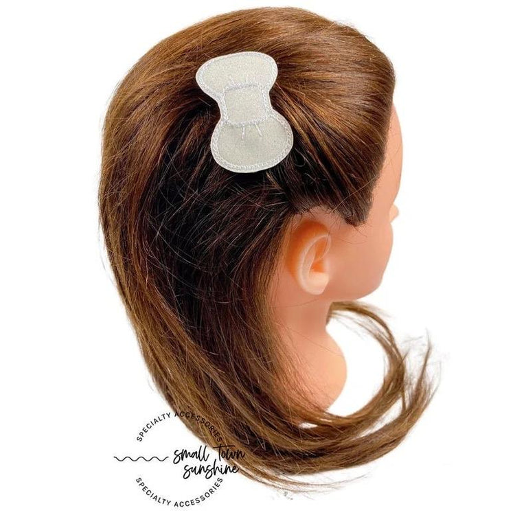 School Supplies Collection - Embroidered Bow Snap Clip Barrettes
