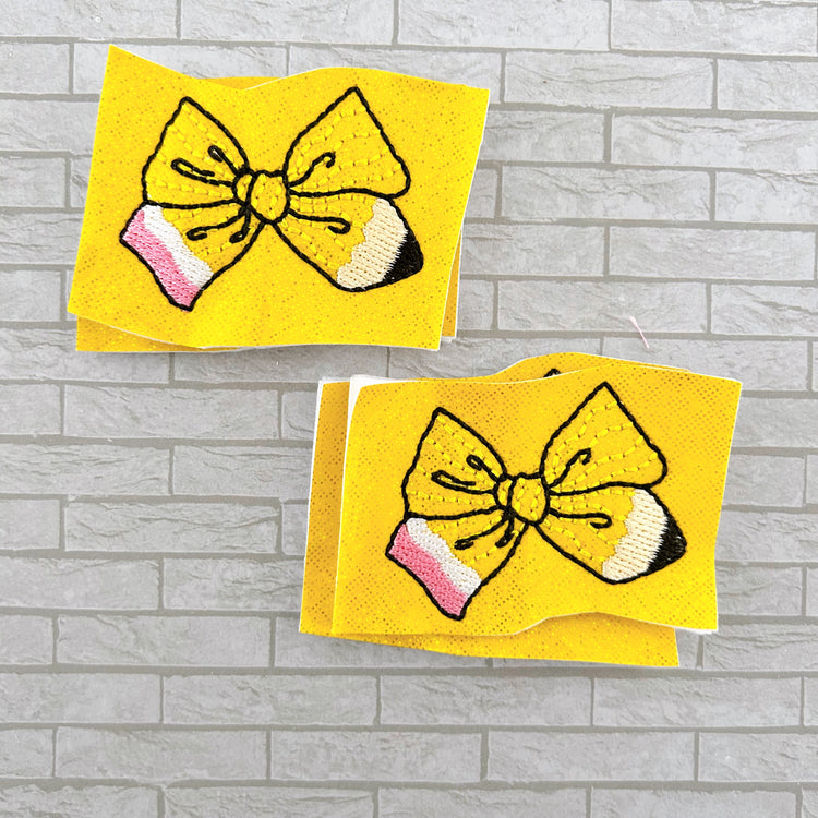 Destash - Yellow Pencil Bow Feltie