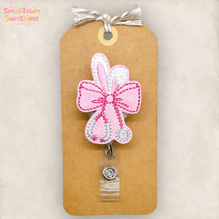 Bunny Bow Stethoscope Badge Topper