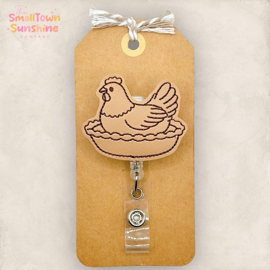 Vintage Hen on Nest Badge Topper