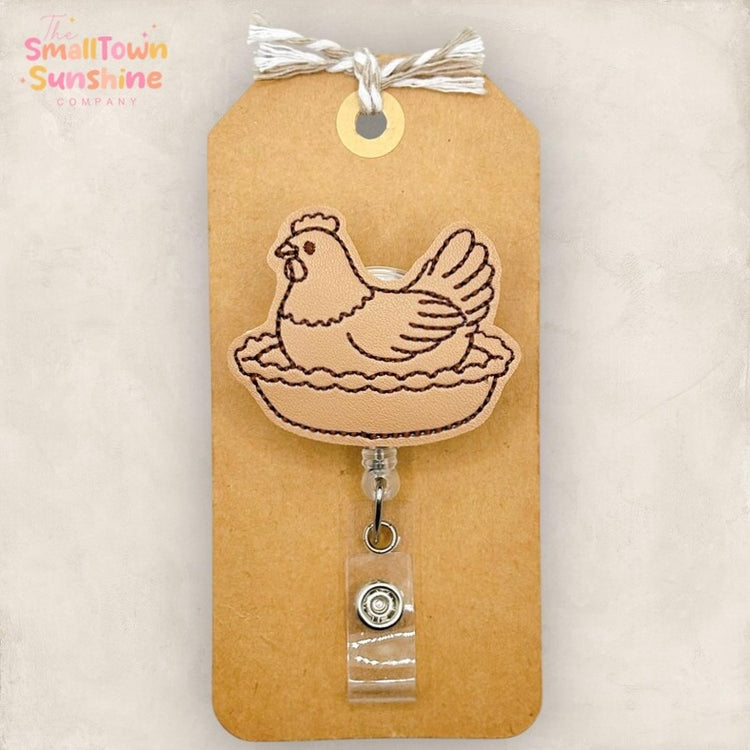 Vintage Hen on Nest Badge Topper