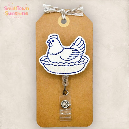 Vintage Hen on Nest Badge Topper