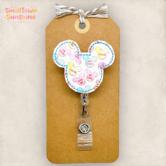 Conversation Heart Mouse Badge Topper